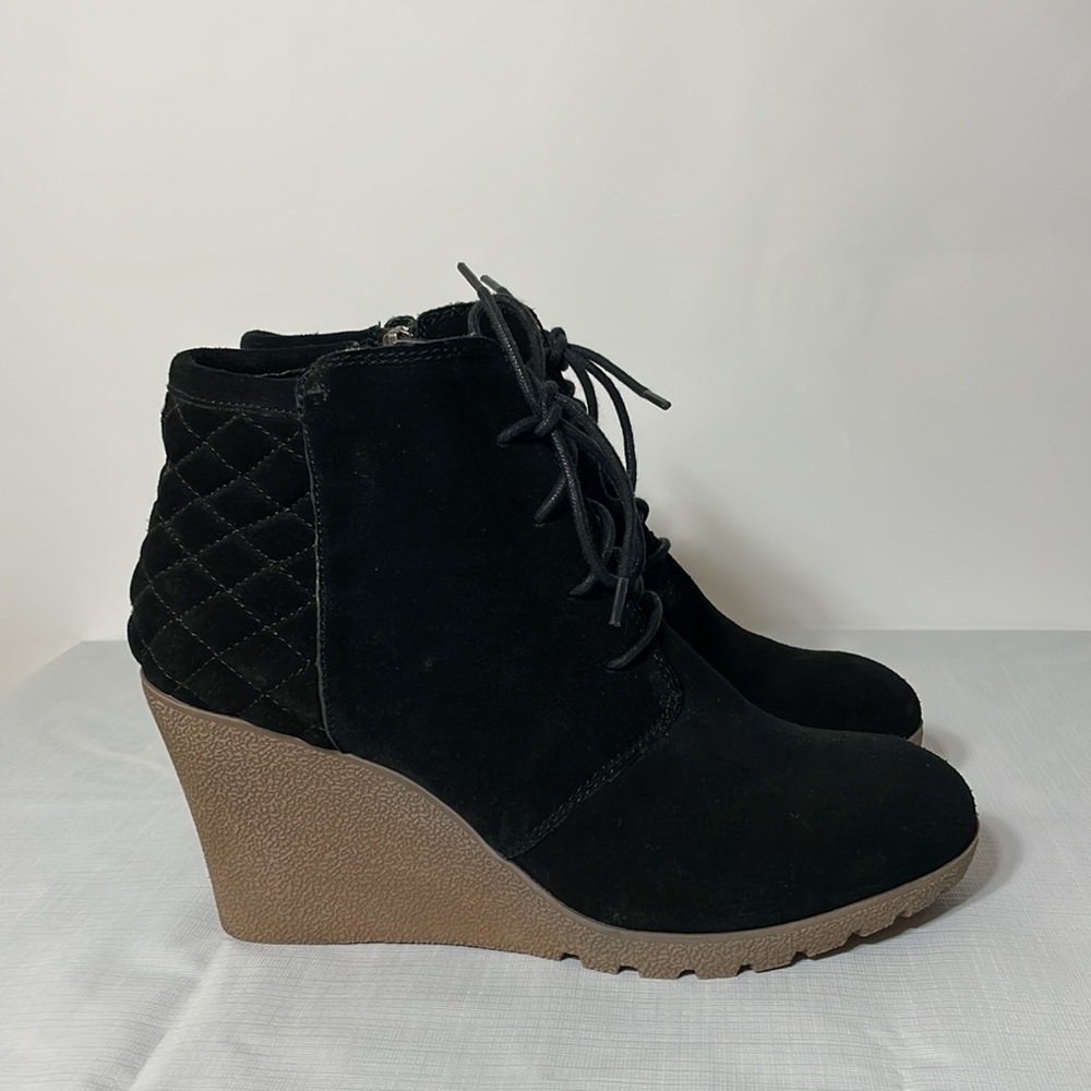 MIA 11 wedge ankle boots booties black suede - Picture 3 of 11